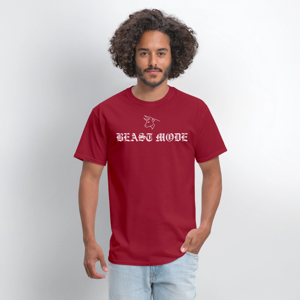 BEAST MODE Olde English Letters Men's T-Shirt | GILDAN 5000 - dark red