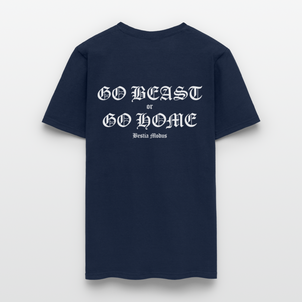 BEAST MODE Olde English Letters Men's T-Shirt | GILDAN 5000 - navy