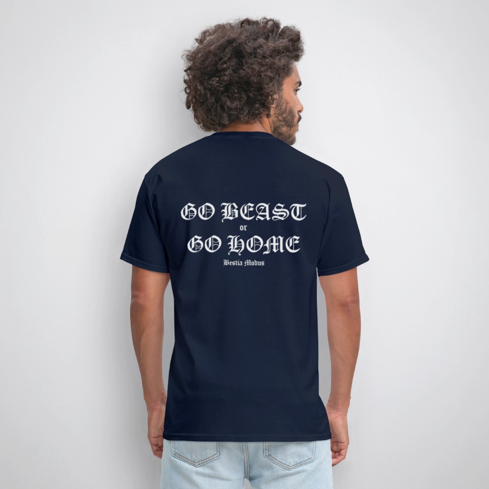 BEAST MODE Olde English Letters Men's T-Shirt | GILDAN 5000 - navy