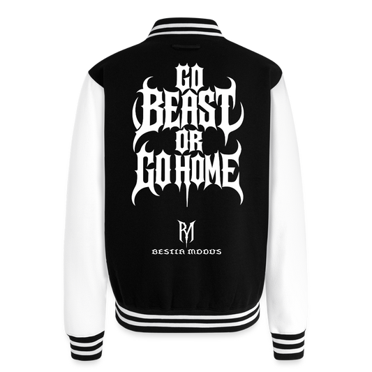 Just Hoods Heavyweight Letterman Jacket - black/white